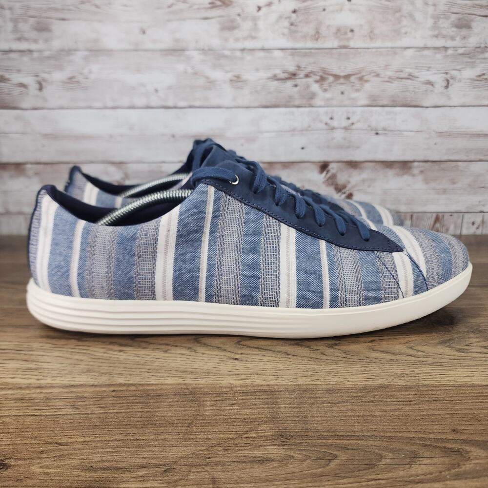 Cole Haan Mens Grand Crosscourt Striped Knit Oxford Sneakers Blue White Size 13